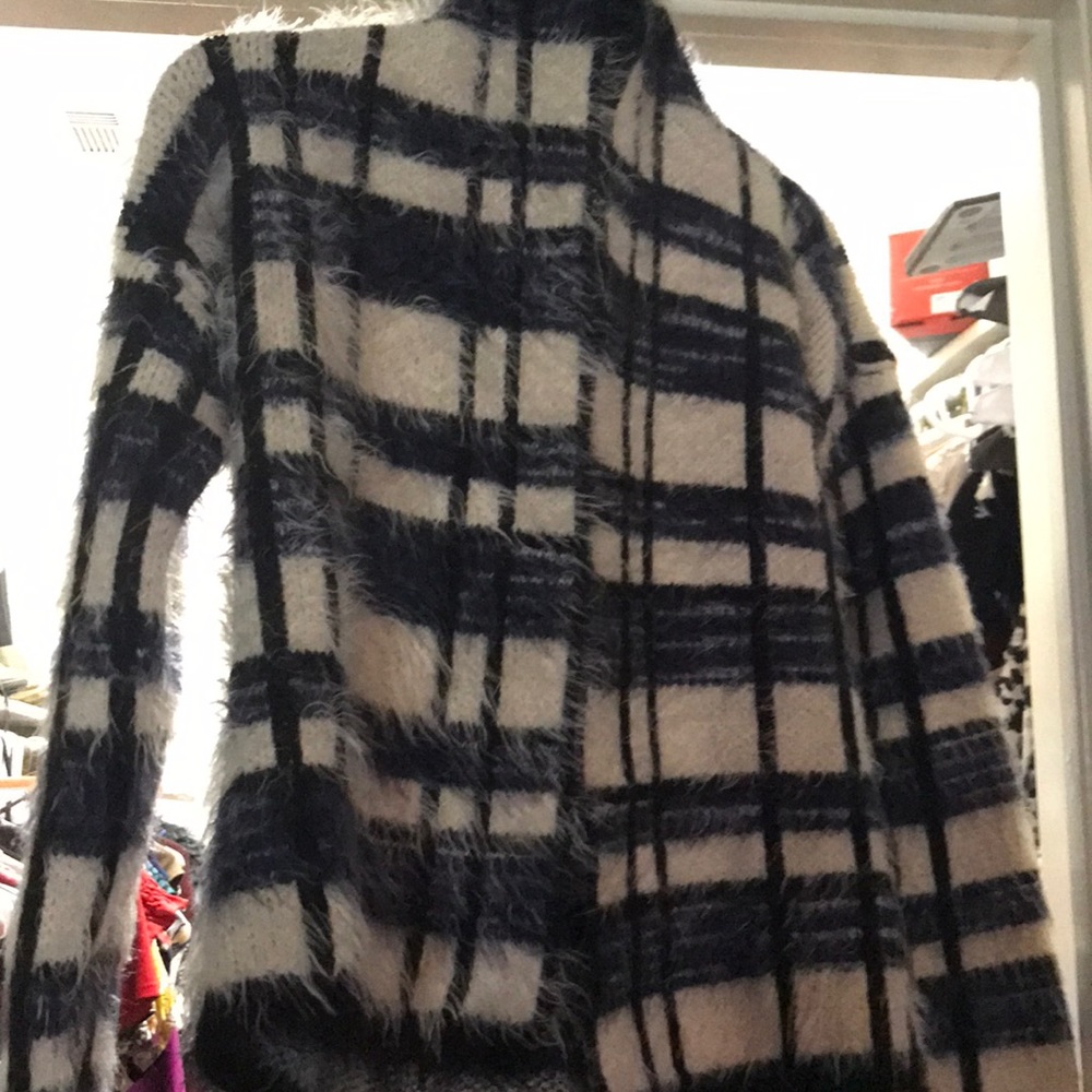 Fuzzy windowpane jacket